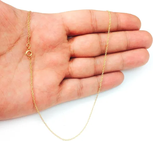 Vista 4 de Collar de cadena de cuerda de oro amarillo de 14 quilates, 0.028 in
