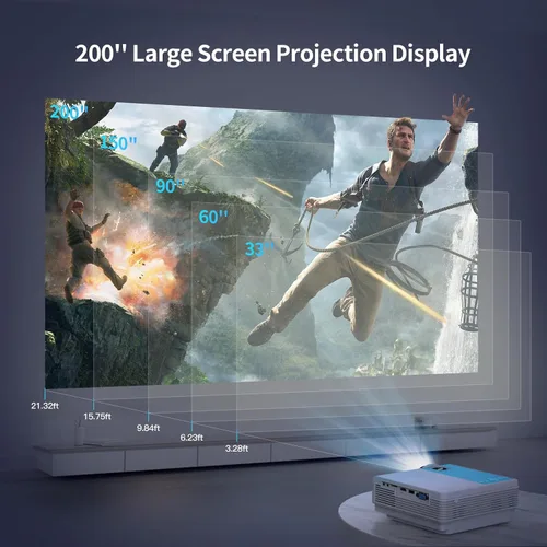 Vista 10 de Mini proyector, proyector Bluetooth WiFi 5G, staratlas 12000L Native 1920 x 1080 P, proyector para exteriores, cine en casa compatible con HDMI/USB