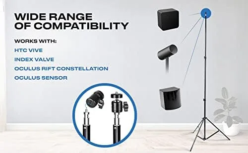 Vista 6 de Skywin VR Tripod Stand HTC Vive Compatible Sensor Stand and Base Station for Vive Sensors or Oculus Rift Constellation (2-Pack)
