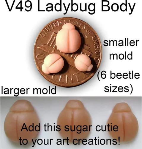 Vista 2 de WSA - Moldes de silicona para cuerpo de mariquita (juego de 2 moldes, 6 tamaños)