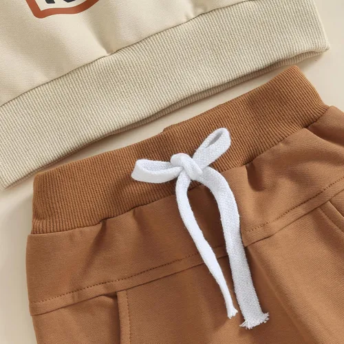 Vista 6 de Conjunto de 2 piezas de sudadera de manga larga para bebé, niño y niña, con cintura elástica, conjunto de 2 piezas