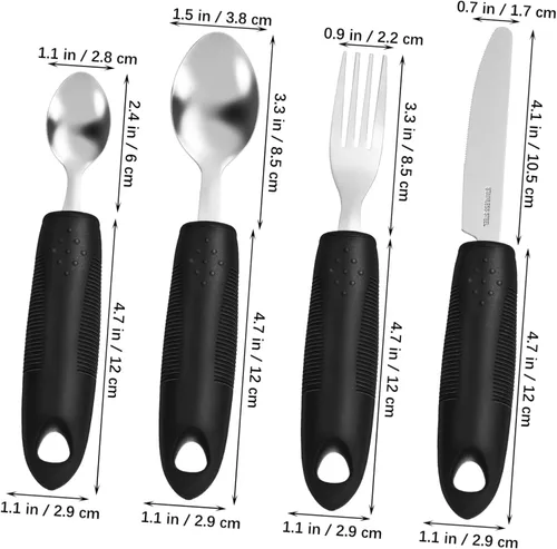 Vista 2 de COLLBATH 1Set Weighted Utensils for Hand Tremors Adaptive Tableware for Stroke Patients Ergonomic Grip for Elderly Premium Quality and Easy