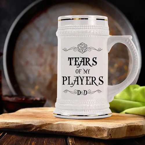 Vista 4 de Tears of My Players Dungeons and Dragons - Taza de cerveza para novio, Dungeon Master D&D Dnd DM, divertida, 22 onzas, jarra de cerámica para hombres