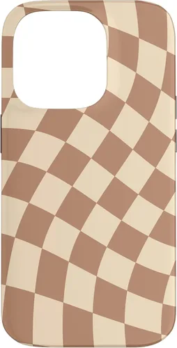 Vista 17 de iPhone 16 Brown Checkered Wavy Checkerboard Pattern Phone Case