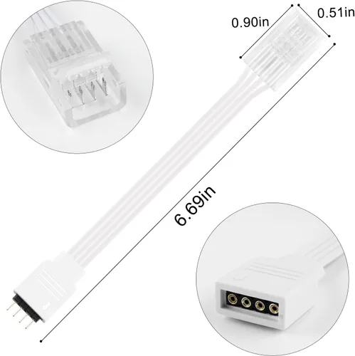 Vista 3 de RGBZONE 10 unids 4 Pin 0.394 in Conectores LED sin soldadura 4 Pin conductor tira a adaptador de corriente para puente de 0.394 in SMD RGB 5050 LED