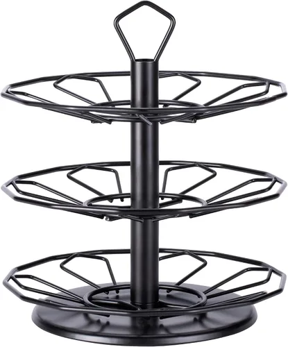 Vista 2 de FlagShip Carrusel para tazas K de 3 niveles para soporte de cápsulas Keurig de metal, instalación de bricolaje, pequeño para almacenamiento