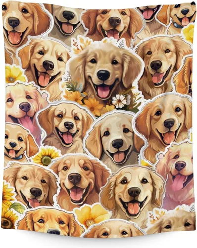 Vista 11 de Golden Retriever - Manta de regalo de 30 x 40 pulgadas, lindas mantas para mujeres y niñas, mantas de felpa suaves azules para sofá, oficina