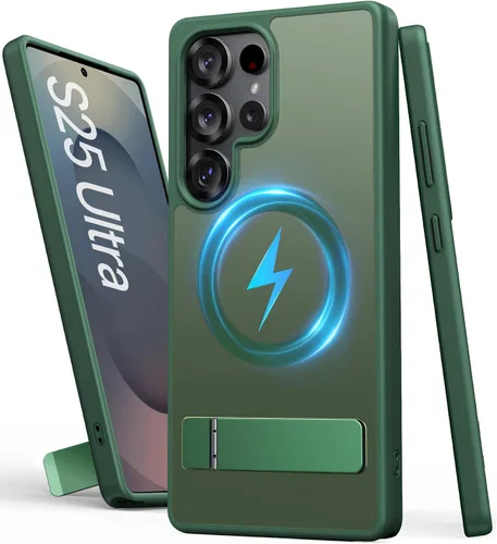 Vista 20 de Funda para iPhone 16e, Compatible con MagSafe y Soporte Integrado, Caída de Grado Militar, Mate Rugoso Resistente a Golpes Translúcido de Metal