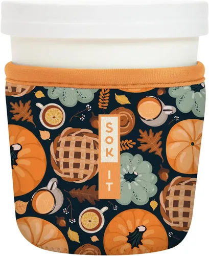 Vista 160 de Sok It IceCreamSok - Funda de neopreno aislada (flores abstractas, pintas de helado cónicas)