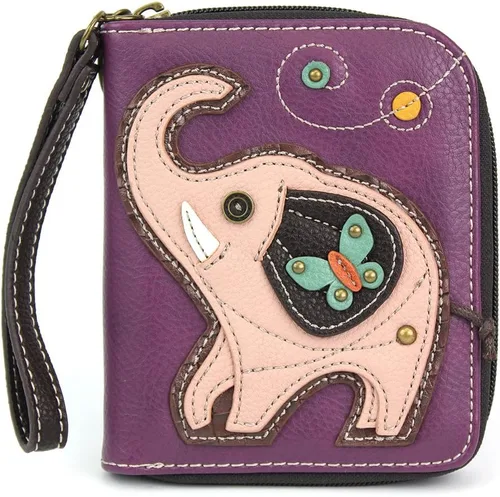 Vista 7 de Chala - Cartera con cremallera, para muñeca, 8 ranuras para tarjetas de crédito, piel sintética resistente Bluebird - Verde azulado