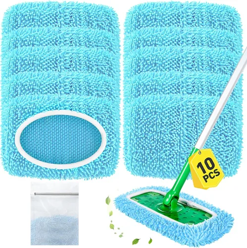 Vista 13 de Almohadillas de microfibra reutilizables compatibles con trapeador Swiffer Sweeper Mop Verde bosque