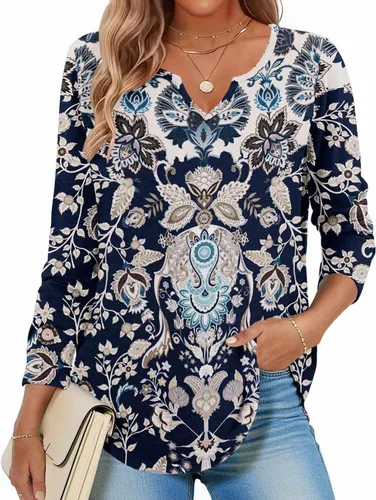 Vista 27 de Zeagoo Camisas de manga larga para mujer, blusas casuales con cuello en V