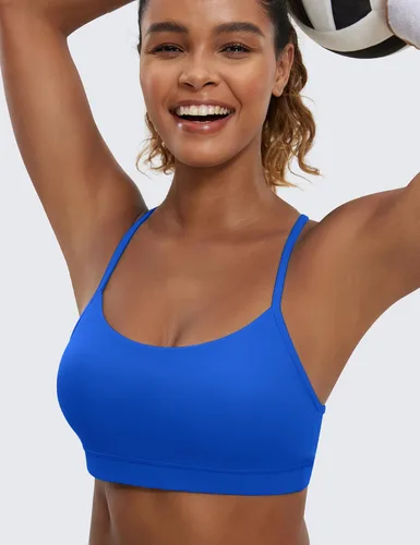 Vista 3 de CRZ YOGA Butterluxe - Brasier deportivo con espalda en Y para mujer, con espalda cruzada, de bajo impacto, tirantes delgados, para entrenamiento