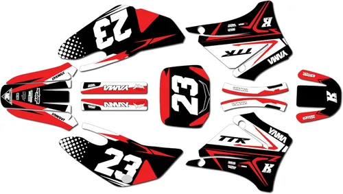 Vista 6 de Kit de gráficos Kalair GFX para Yamaha TTR125 (2000-2007) Serie Evader Azul Rojo 9 Mil - Adhesivos de gráficos personalizados para carreras