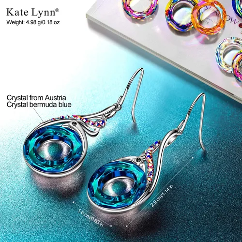 Vista 2 de Kate Lynn Aretes de Phoenix "Rise From the Ashes", aretes colgantes de plata de ley con cristales de Austria, regalo de cumpleaños con joyero