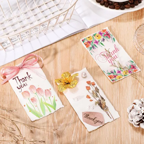 Vista 6 de Prudiut 25 hojas de papel de acuarela de algodón con borde deckled de 300 GSM, 2 x 3.5 pulgadas, blanco, texturizado, ideal para pintura