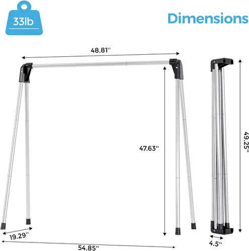 Vista 12 de APEXCHASER Tendedero plegable para ropa portátil, 48 pulgadas de alto