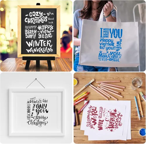 Vista 6 de 6 unidades de 6 estilos motivacionales para dibujar palabras, pinturas, manualidades, citas inspiradoras, plantillas de letras para suelos