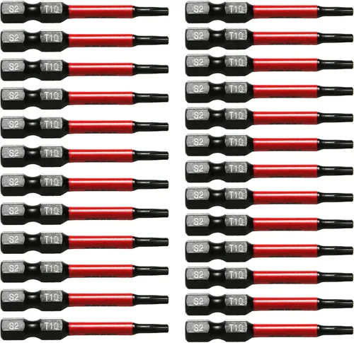 Vista 6 de TMAX Juego de puntas de destornillador de cabeza de estrella T6 Torx de 25 piezas, acero S2 de 6 puntos T-6 puntas de inserción de destornillador