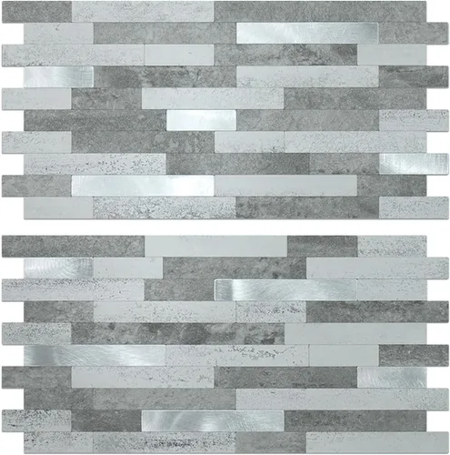 Vista 14 de AULIGET - 20 láminas de azulejos de pared de PVC autoadhesivos con aspecto de madera desgastada, para salpicadero de cocina Madera vintage + metal