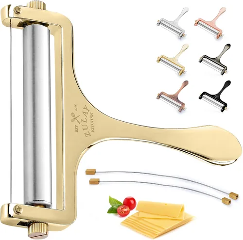 Vista 14 de Zulay Cortador de Queso Ajustable - Cortador de Alambre para Mozzarella, Cheddar, Gouda - De Uso Rudo Con 2 Alambres Extras (Cobre)