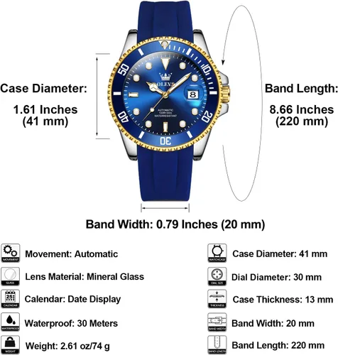 Vista 5 de Reloj automático de viento automático para hombre, reloj de lujo de acero inoxidable con fecha, reloj clásico impermeable con bisel giratorio