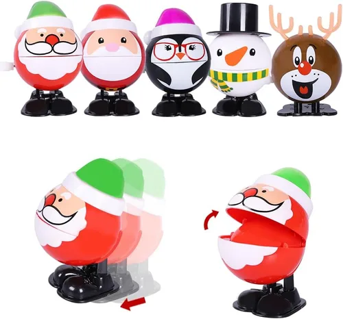 Vista 5 de Max Fun Surtido de 12 juguetes navideños para rellenar bolsas de regalos de fiesta de Navidad (juguetes de cuerda navideña)