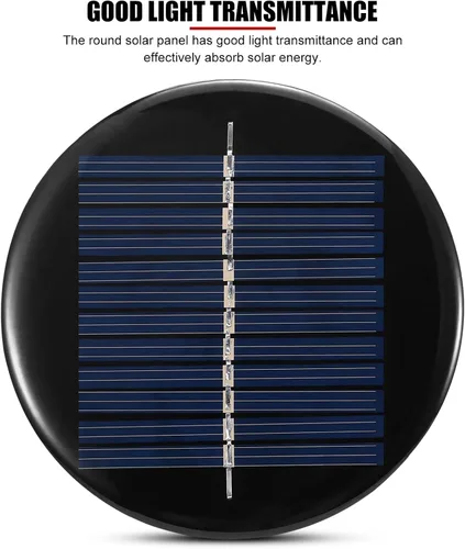 Vista 7 de Mini panel solar de 2 piezas de 0.5 W 6 V, panel de células solares policristalinas redondas de 3 pulgadas, para reloj inteligente, cámaras