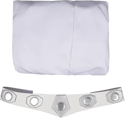 Vista 5 de Rodwake Disfraz de princesa Leia para mujer, vestido blanco con capucha, bata larga, traje clásico de lujo