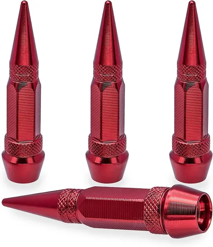 Vista 36 de 4 piezas de tapas de válvula de neumático con estilo púas, cubiertas de válvula de neumático universales de aleación de aluminio a prueba de polvo