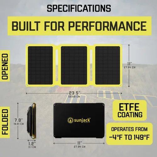 Vista 8 de Cargador solar SunJack con carga rápida Qualcomm 3.0 + cargador portable USB-C - Panel solar portable con USB para teléfonos celulares