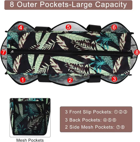 Vista 4 de HAWEE Bolsa de mano utilitaria con compartimento para portátil, funda de equipaje con cremallera, multibolsillo, bolso de hombro