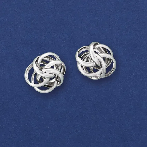 Vista 3 de Ross-Simons Pendientes de plata de ley italiana con nudo de amor, Plata de ley, no conocido