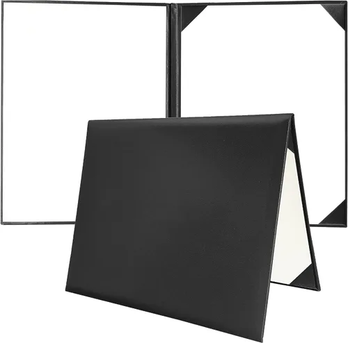 Vista 4 de Cubierta para diploma de 8.5 x 11 pulgadas, titular de certificado de graduación, cubiertas de certificado de cuero liso (negro)