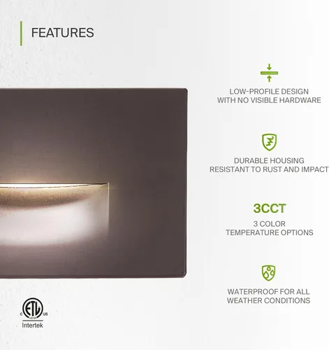 Vista 3 de ASD Lámpara LED Empotrada para Escalones, Iluminación de Peldaños para Escaleras de Exterior e Interior 3CCT, Regulable, Impermeable, Listado ETL