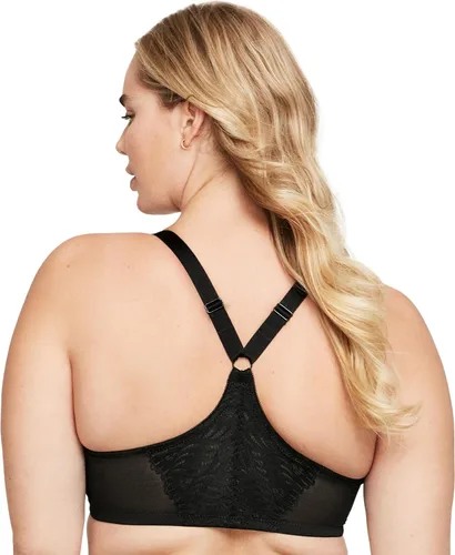 Vista 8 de Glamorise - Brasier para mujer con cierre frontal, espalda en T y varillas Wonderwire, #1246 Negro