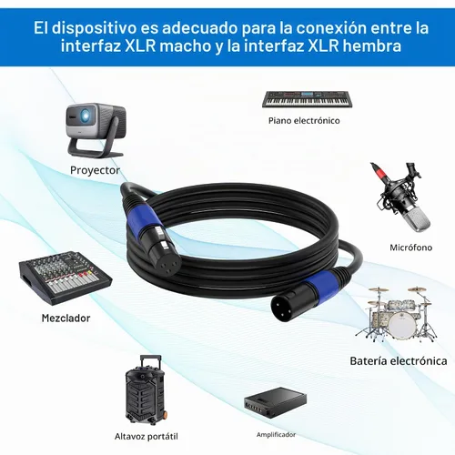 Vista 2 de Paquete de 2 cables XLR de 3.3 pies, cable de micrófono equilibrado de alta calidad con cable XLR de 3 pines macho a hembra, negro, cobre puro