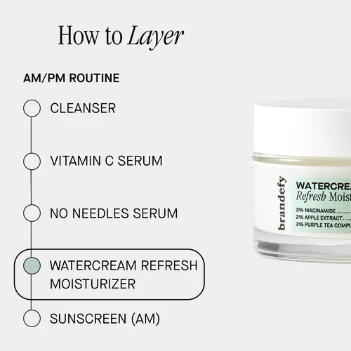 Vista 6 de Brandefy Crema hidratante refrescante de agua, ligera, refinadora de poros para una piel suave y súper hidratada, hidratante facial diario
