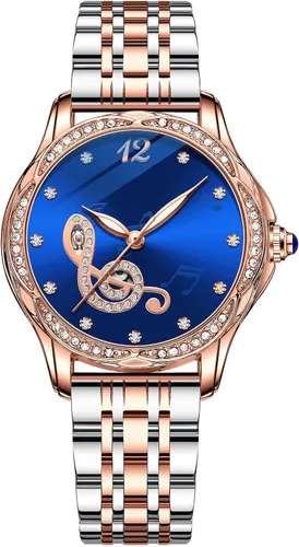 Vista 11 de Reginald Relojes para mujer, reloj de vestir casual a la moda, impermeable, con esfera de esqueleto de mariposa, reloj mecánico automático Negro2