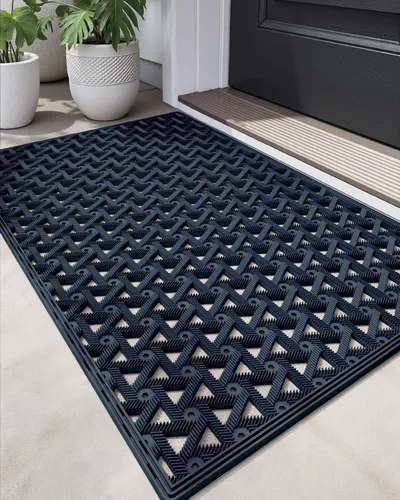 Vista 10 de DEXI Tapete de goma para puerta delantera, entrada exterior, 24 x 36 Negro