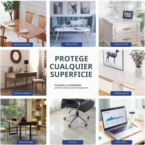 Vista 5 de Funda de mesa de plástico de 0.059 in de grosor, protector de mesa transparente de PVC impermeable, protector de escritorio, protector de Cristal