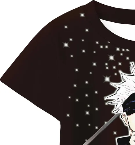 Vista 4 de Camiseta de Jujutsu para niños, traje de manga corta con póster de personaje de anime, pantalones cortos de 8 a 12 años