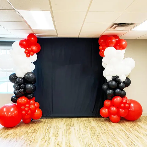 Vista 4 de Voircoloria - Kit de arco de 148 globos rojos, negros y blancos, 18, 12, 10, 5 pulgadas Rojo Negro Blanco