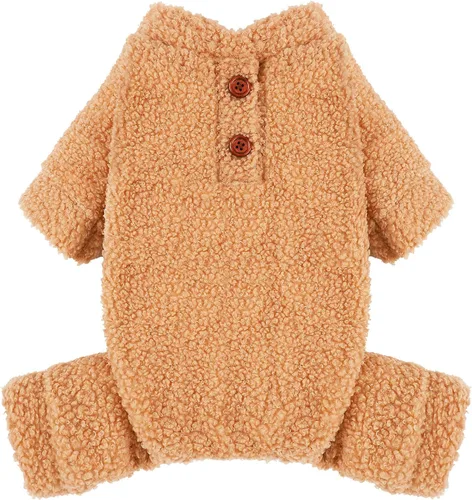 Vista 9 de Pijamas de forro polar para perros pequeños, ropa de cachorro de 4 patas para perro, pijamas para perros pequeños para otoño e invierno, ropa cálida