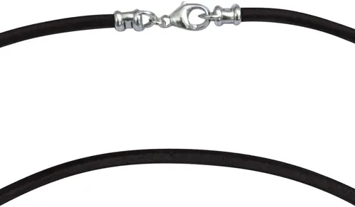 Vista 2 de DragonWeave Collar de plata de ley de 0.118 in de grosor de cuero negro