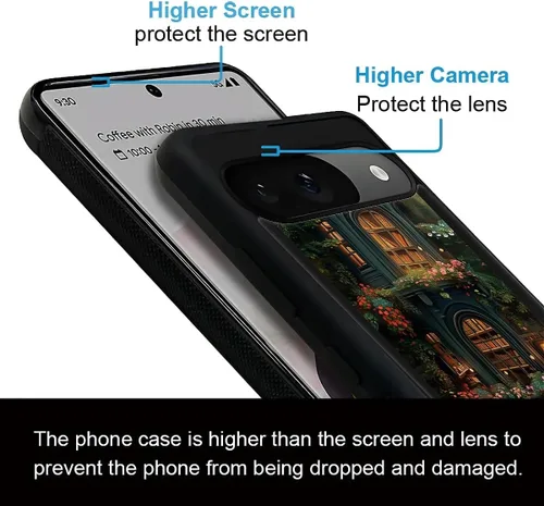 Vista 1456 de Compatible con Google Pixel 4A 5G Mobile Case Creative Acrylic Panel trasero Silicona Protección Grip especialmente diseñado para Google Pixel 4A 5G