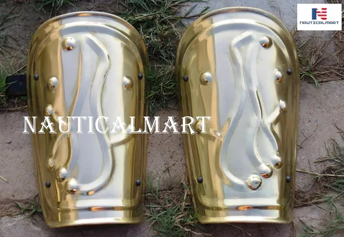 Vista 3 de NAUTICALMART Brazales de armadura griega, abrazaderas con acabado de latón, Latón