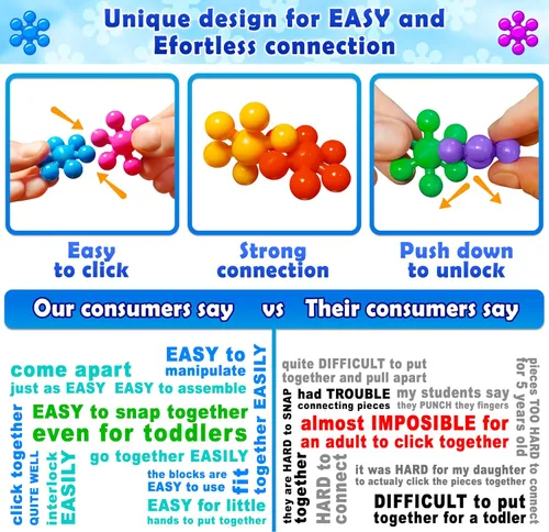 Vista 3 de Curious 2 Learn Bloques de construcción de 300 unidades – Juguetes STEM para la creatividad – Regalo de cumpleaños para niños de 4 años – Juego