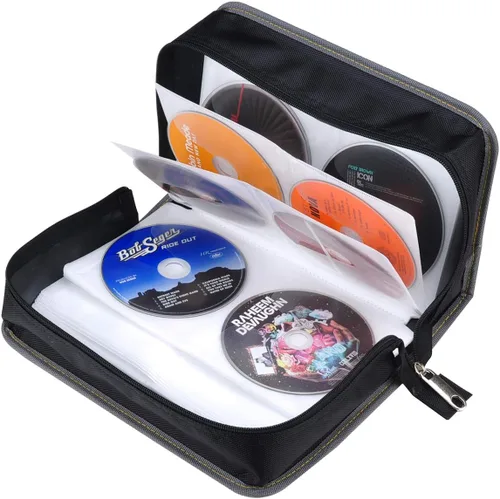 Vista 4 de Funda para CD y DVD, capacidad de 128 unidades, almacenamiento de DVD, soporte para discos de CD, estuche de CD, carteras VCD, estuche multimedia