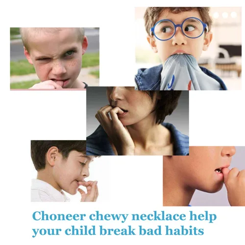Vista 7 de Collares masticables para niños sensoriales, 6 piezas de collar masticable para niños y niñas para masticar morder y dentición, collares masticables